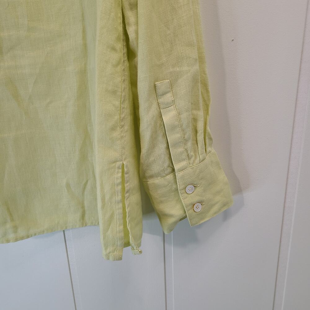 Talbots Pure Irish Linen Button Front Shirt Long Sleeve Yellow-Green Size 10 - Picture 8 of 9
